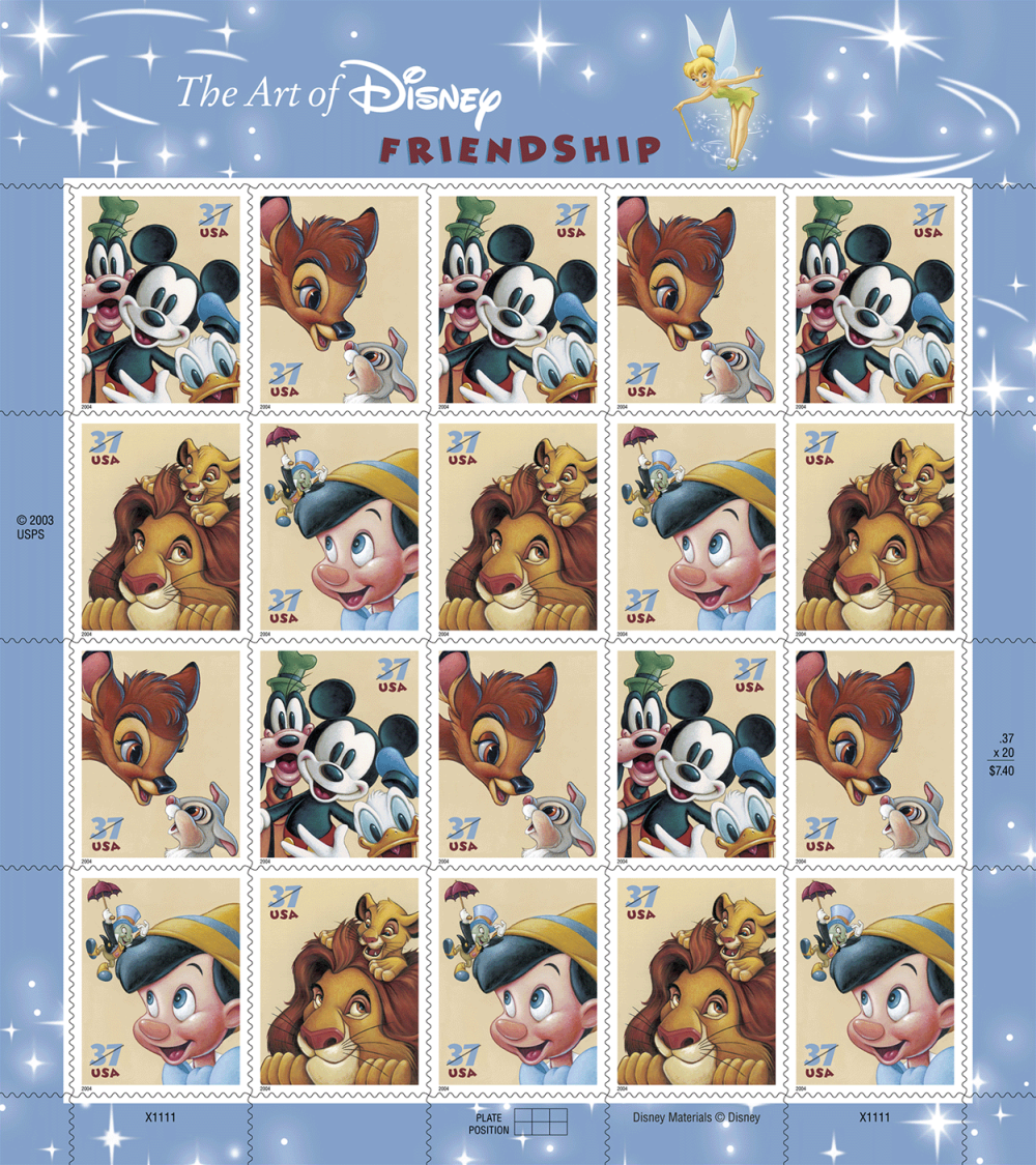 限定品ディズニー☆Authentic Postage Stanp MDS183 - 1988 Disney Christmas - Mickey's Train, Mint, Set of 6