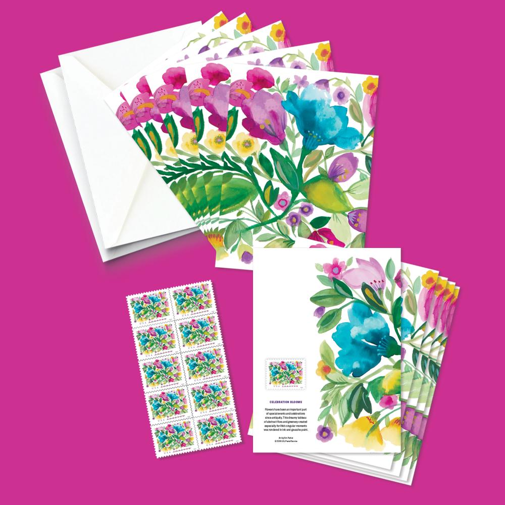 Celebration blooms notecards set of 10 stamps forever