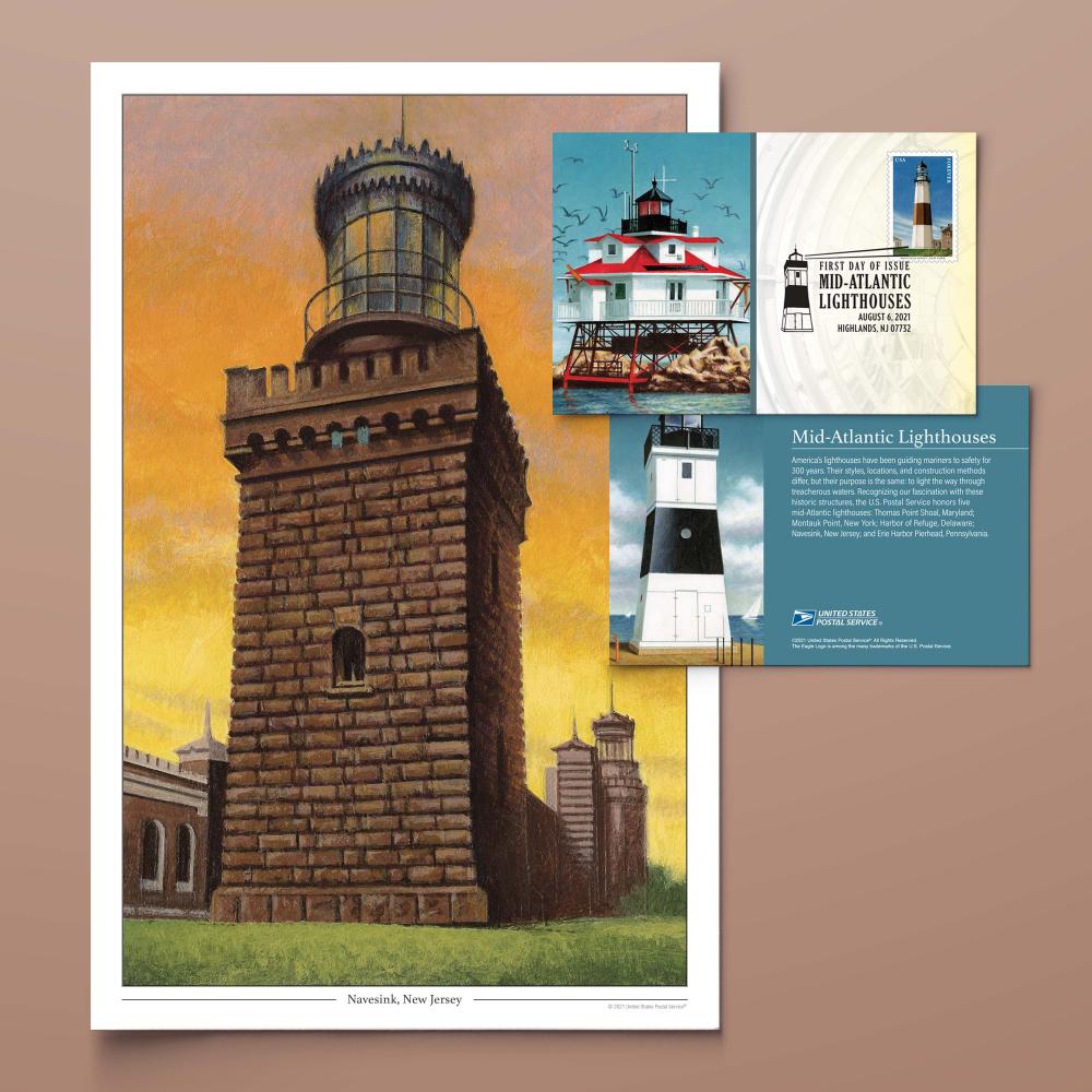 Mid-Atlantic Lighthouses Print — Navesink, New Jersey — Stamps Forever