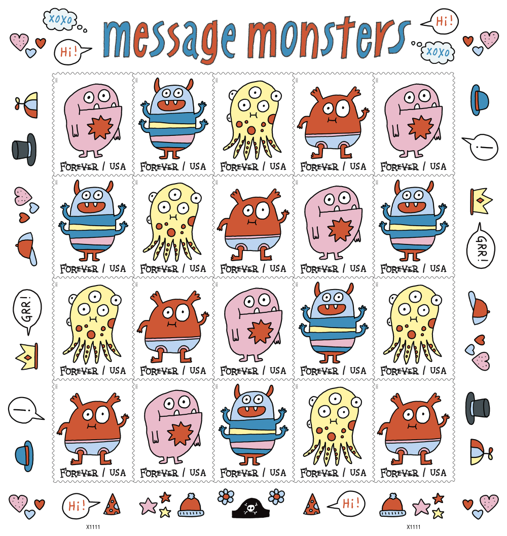 ヨハンのメッセージ付きデザインミラー 「MONSTER」 Message Monsters — Stamps Forever