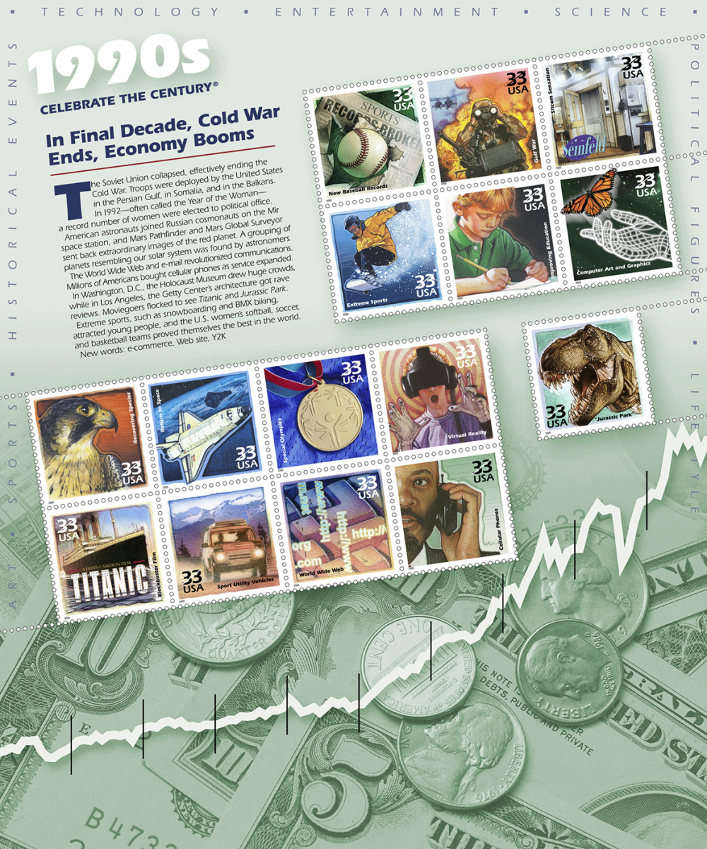 Celebrate the Century 切手シート
10完ファイルブック付き Celebrate the Century® 1990s — Stamps Forever