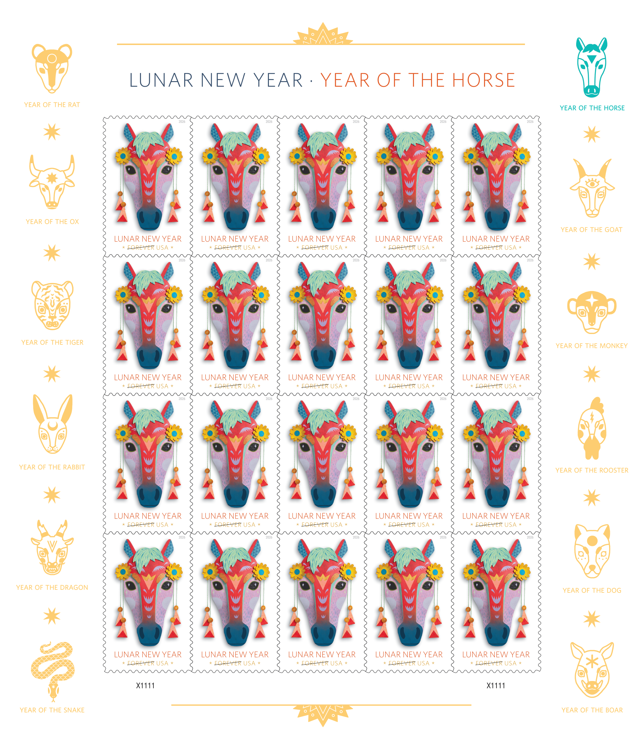 Lunar New Year • Year of the Horse Pane of 20 — Stamps Forever